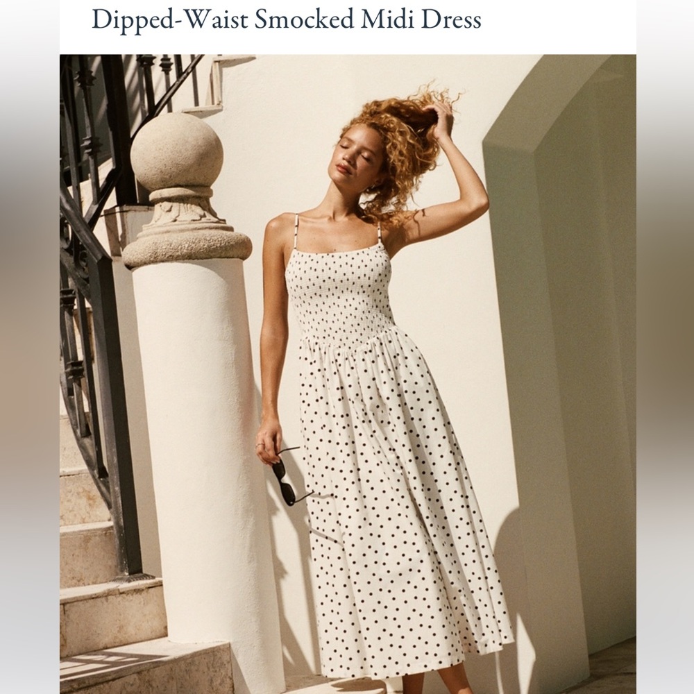 Abercrombie dipped waist smocked midi